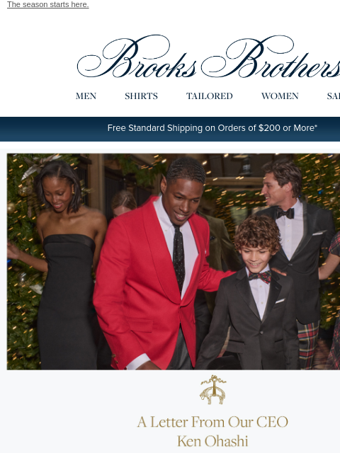 brooksbrothers newsletter: A special holiday message from our CEO