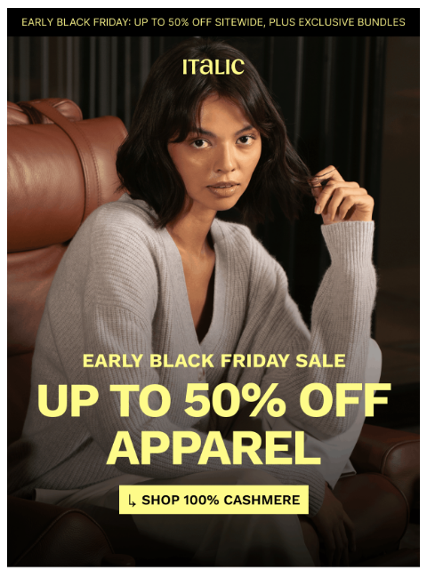 italic newsletter: Up to 50% off (plus a $159 Bonus Gift)