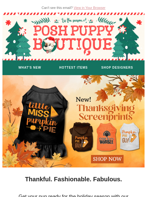 poshpuppyboutique newsletter: Gobble Up the Cuteness — Thanksgiving Styles Are H...