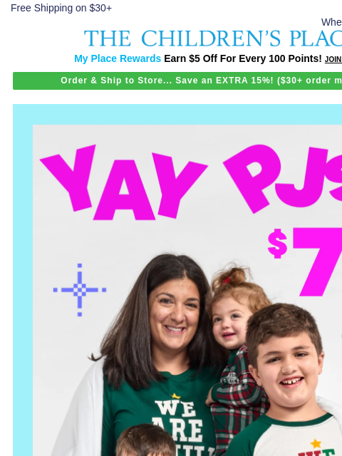 childrensplace newsletter: Merry Deal: $7.99 & Up Matching Family Holiday PJs...