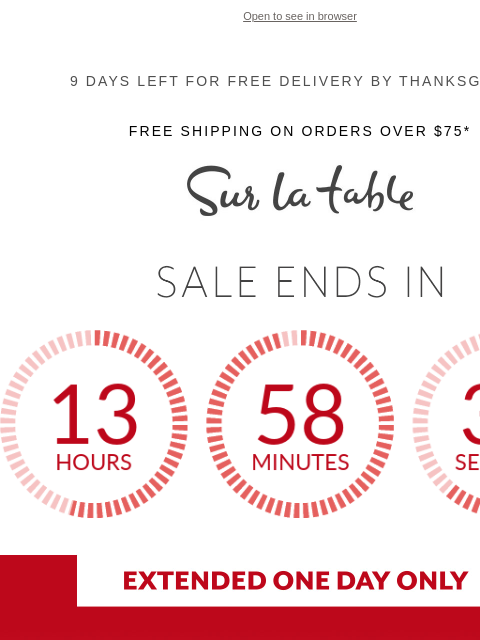 surlatable newsletter: One More Day to Save on Cookware You Love