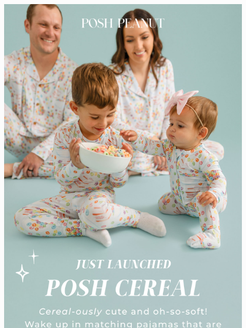poshpeanut newsletter: 🥣🧡 NEW: Cereal PJs for your Crew!