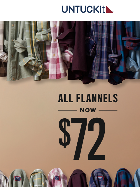 untuckit newsletter: Now $72: ALL Flannels On Sale 🌲🪓