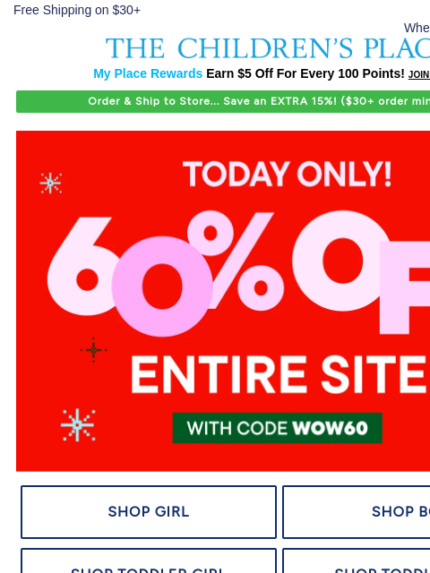 childrensplace newsletter: One. Day. ONLY! 60% Off ENTIRE SITE 👏 Early Black...