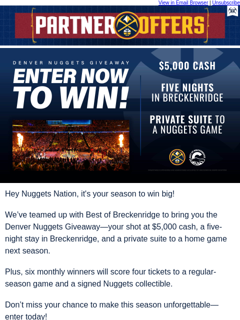 thedenvernuggets newsletter: Win big with the Denver Nuggets Giveaway