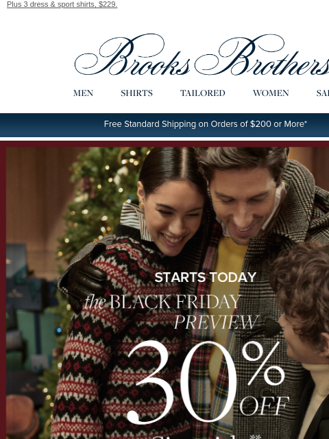 brooksbrothers newsletter: STARTS NOW: The Black Friday Preview, 30% off site...