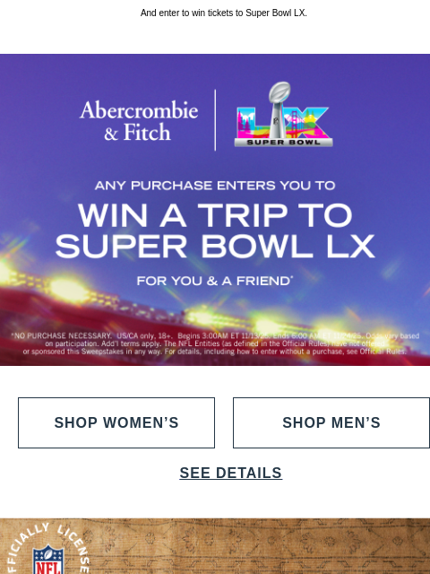 abercrombie newsletter: Limited Release co-designed by NFL players →