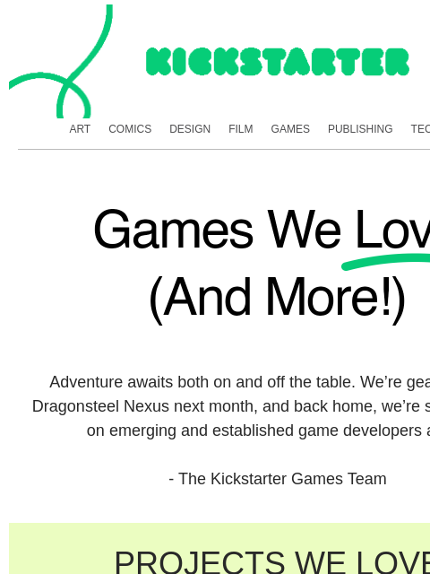 kickstarter newsletter: Games that bring players together 🎲