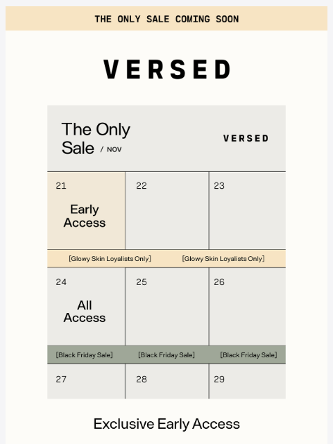 versedskin newsletter: Sale Is Coming: Get Early Access