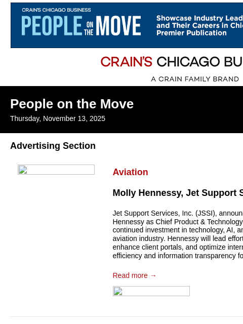 crainalerts newsletter: Crain's Chicago Business - People on the Move