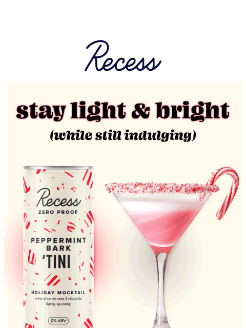 takearecess newsletter: peppermint bark ’tini vs. holiday cocktails