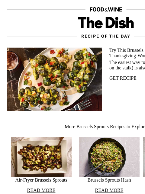 foodandwine newsletter: Bone-In Brussels Sprouts