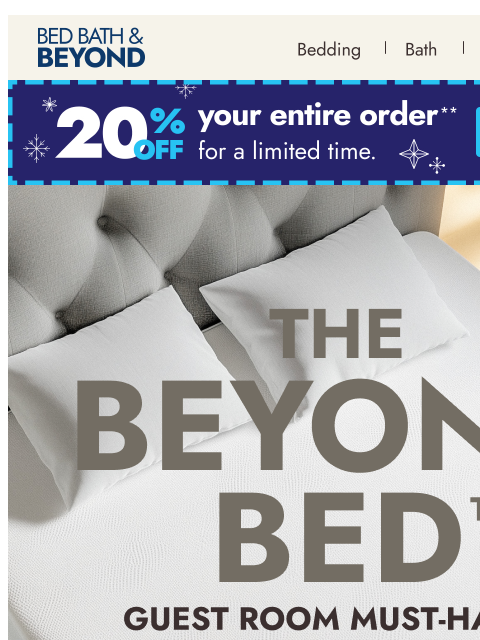bedbathandbeyond newsletter: Guest room ready: Beyond Bed™ starting at $99
