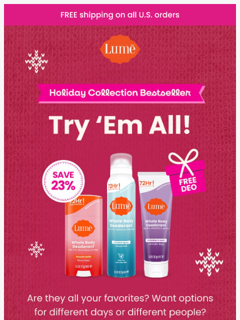 lumedeodorant newsletter: NEW: Save 23% when you Try ‘Em All! 😯