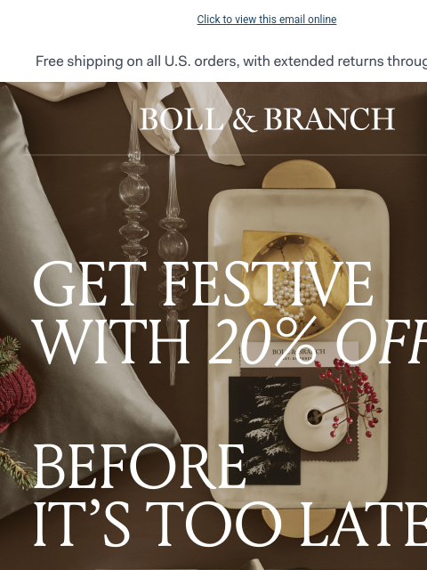 bollandbranch newsletter: Ending soon: 20% off our most festive colors!