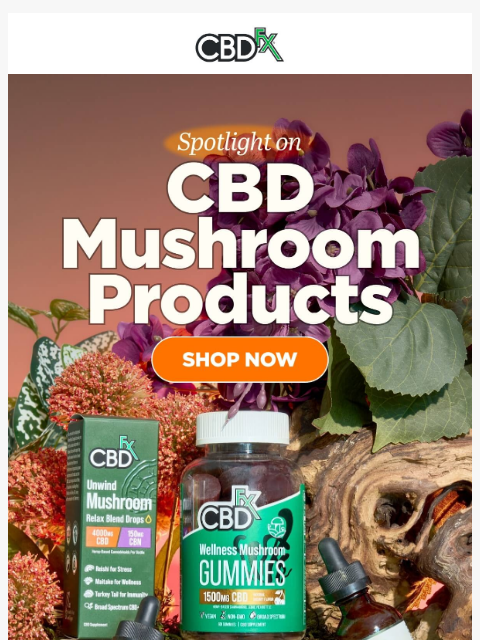 cbdfx newsletter: Dig into wellness with Mushroom Gummies & Oils! 🍄