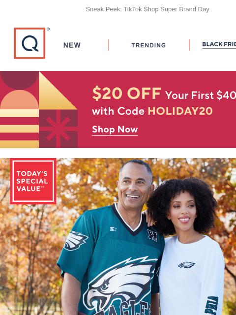 qvcemail newsletter: Hey, Football Fan! Rep Your Team + Get $20 Off