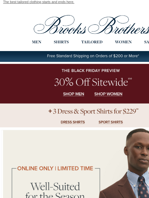 brooksbrothers newsletter: $398 suits: an online-only sale