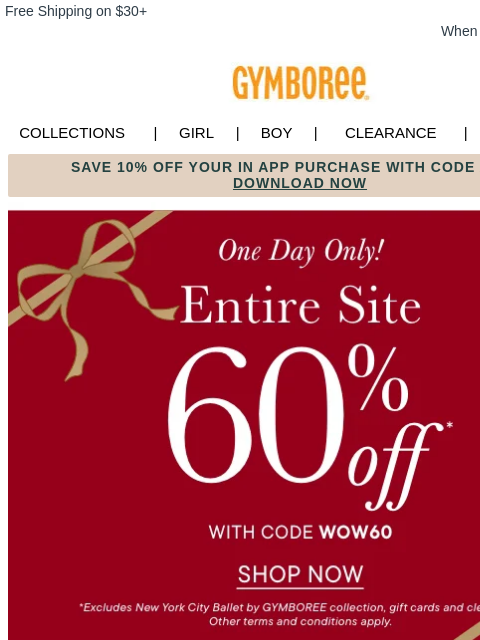gymboree newsletter: Ends Tonight: 60% Off Sitewide + Holiday Dresses I...