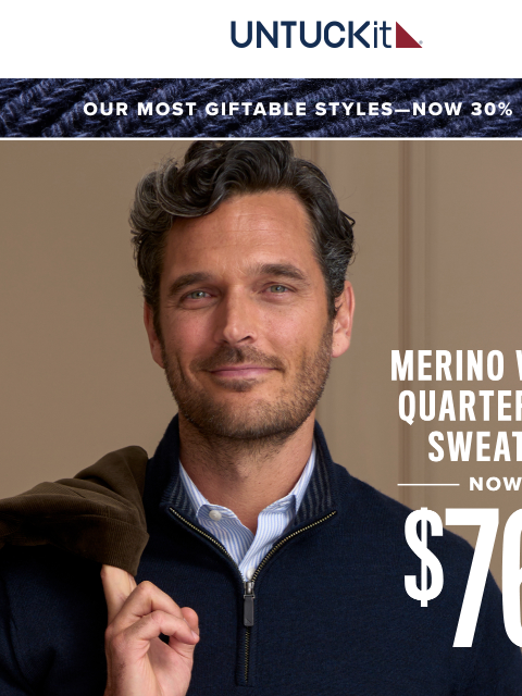 untuckit newsletter: Merino Wool Sweaters Now $76—Layer Up for Less