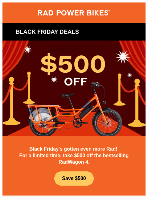 radpowerbikes newsletter: NEW 🤯 $500 Off the RadWagon