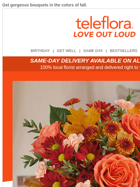 teleflora newsletter: Embrace Fall 🍂 Save 25% Today