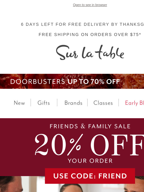 surlatable newsletter: Friends & Family Sale: 20% off* festive finds