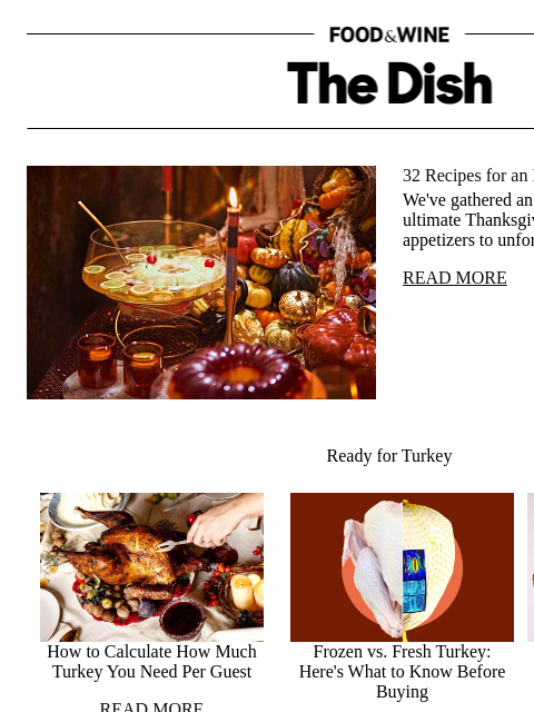 foodandwine newsletter: 32 Recipes for an Extravagant Thanksgiving