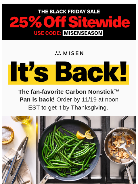 misen newsletter: Carbon Nonstick™ Is Back In Stock