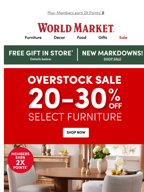 emailworldmarket newsletter: 🦃 ON SALE: Dining tables and chairs.