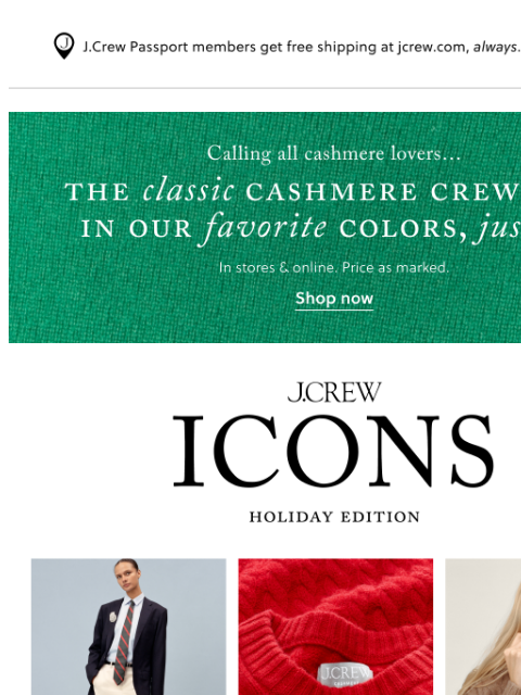jcrew newsletter: Meet our holiday icons