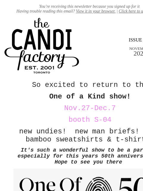 createsend7 newsletter: One of a Kind show…it’s soon!