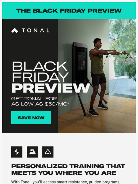 tonal newsletter: Your Personalized Training Journey Starts at $50/m...