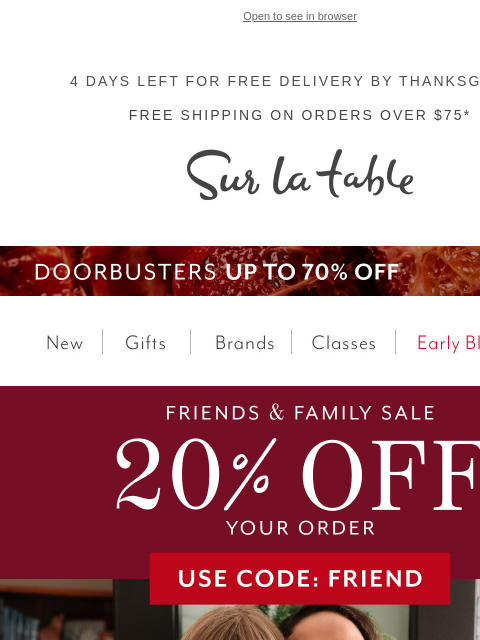surlatable newsletter: 20% off your order* ends soon. Don't miss out!