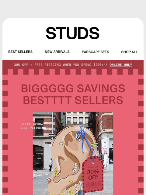 studs newsletter: 30% OFF BESTSELLERS 🥳🥳🥳