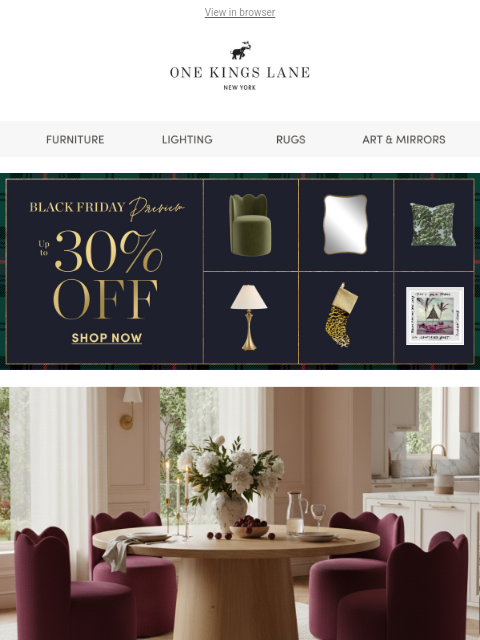 onekingslane newsletter: Handpicked for You — Up to 30% Off