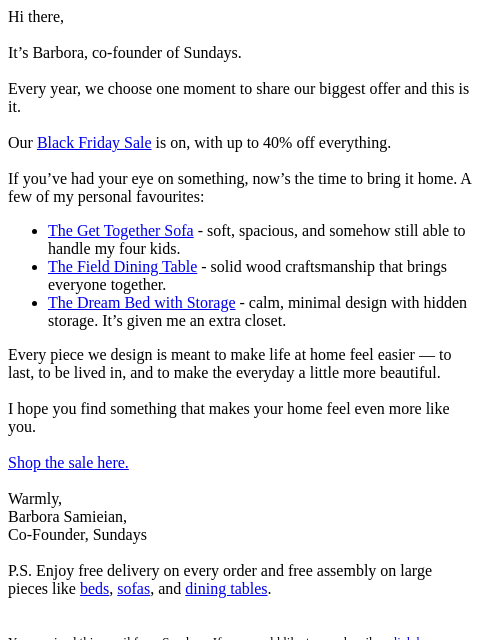 sundays-company newsletter: My favorite Sundays pieces (all up to 40% off)