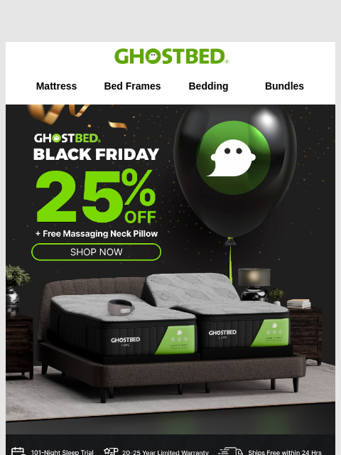 ghostbed newsletter: VIP Early Access --- 25% off!