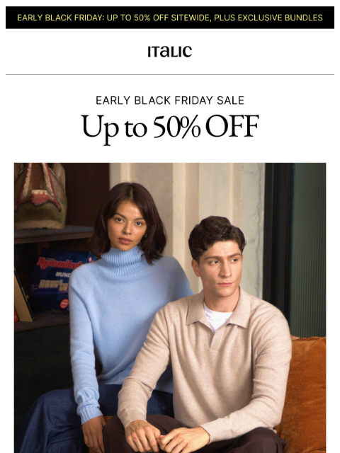 italic newsletter: Almost Sold Out: 100% Cashmere Sweaters
