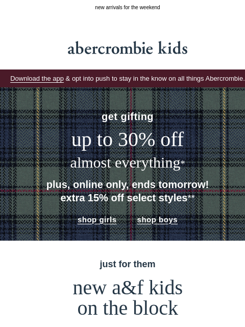 abercrombie newsletter: what goes well with up to 30% OFF?