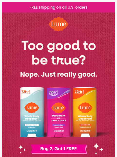 lumedeodorant newsletter: This Weekend: B2G1 FREE! 🙌