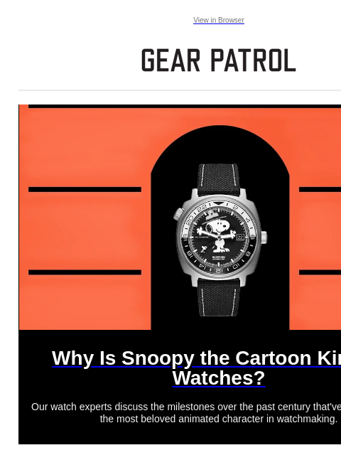 Plus, Casio's latest creation is both weird and on trend. Plus, Casio's latest creation is both weird and on trend. View in Browser Why Is Snoopy the Cartoon King of Watches? Why Is Snoopy the