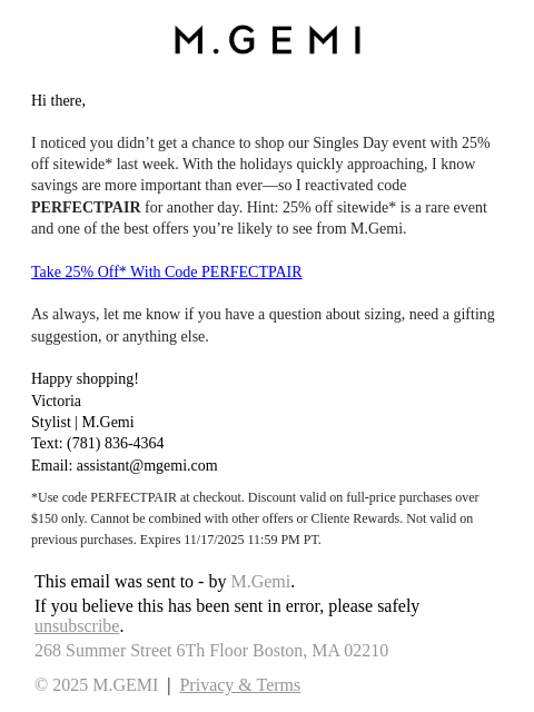 mgemi newsletter: Code Reactivated: Up To 25% Off Sitewide