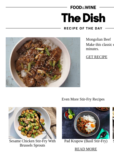 foodandwine newsletter: Mongolian Beef