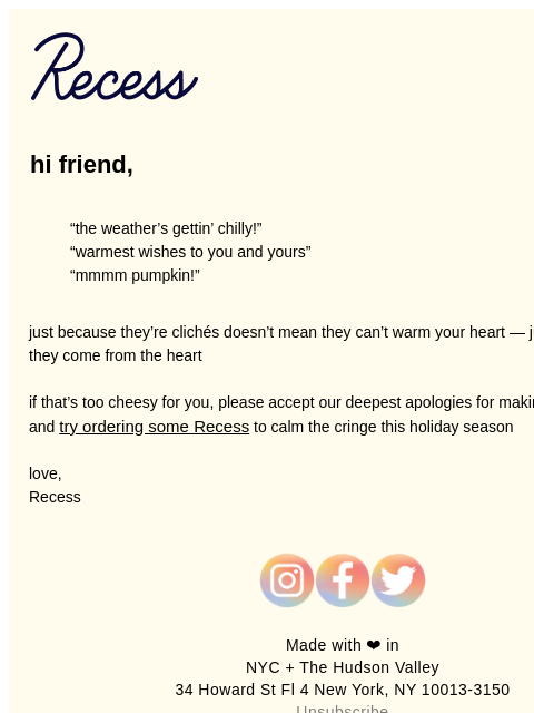 takearecess newsletter: generic holiday thoughts