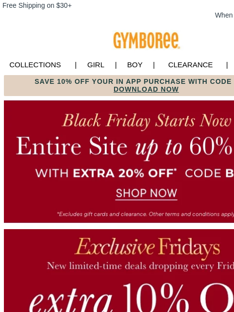 gymboree newsletter: EXTRA 10% Off Outerwear Deal ends tonight!