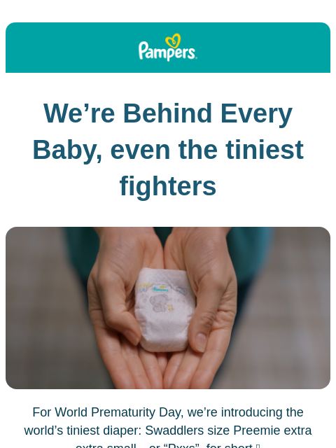 pampers newsletter: Introducing the tiniest diaper ever