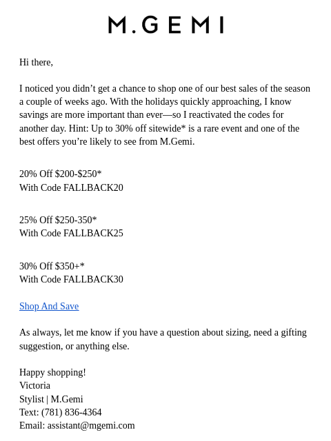 mgemi newsletter: Just For You: Up To 30% Off Sitewide