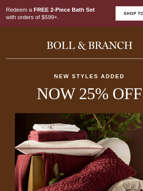 bollandbranch newsletter: 25% off new styles & colors ♥️