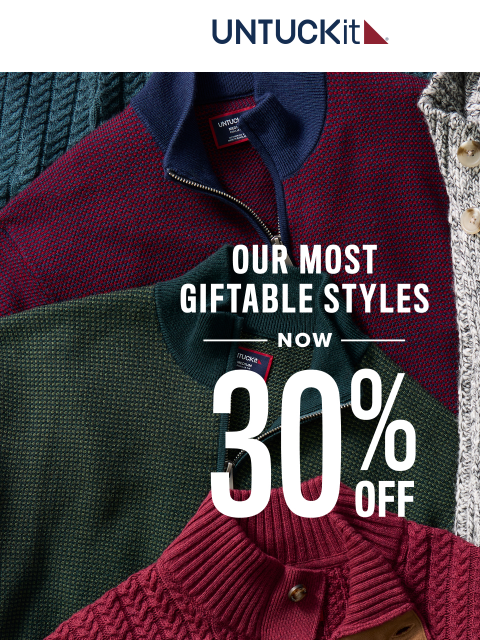 untuckit newsletter: 30% Off Our Warmest Styles